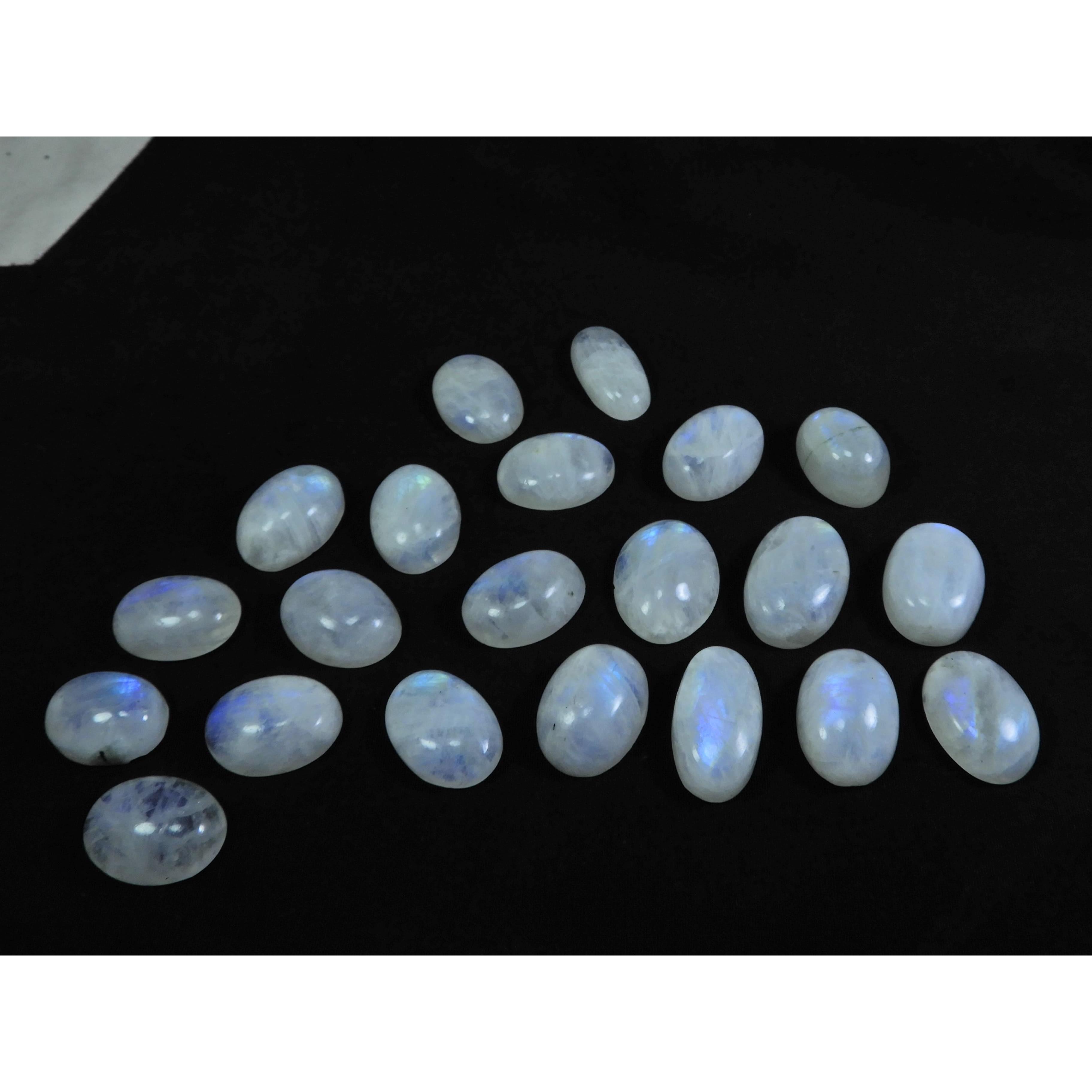 

12X16-15X20MM Natural Rainbow Moonstone Oval Cabochon 20Pcs Gemstone 255Cts. C-09