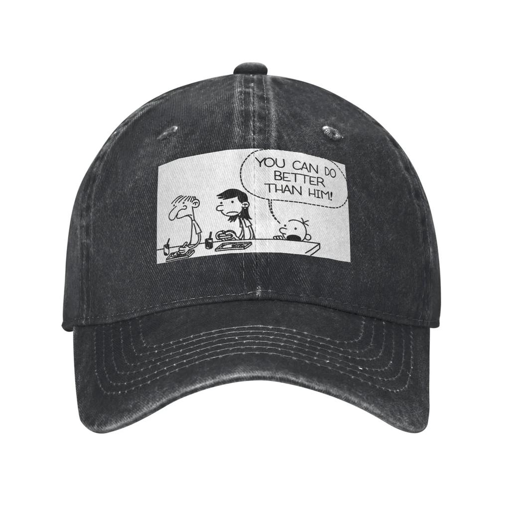 Gregs Tagebuch Du kannst es besser als er Denim Stoff Kappe Lässige Baseballkappen Verstellbarer Hut Sommer Unisex Baseballkappen