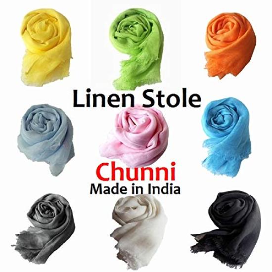 all over the Linen Gauze Yellow [.a world] 100% Stole, Large, Women's,