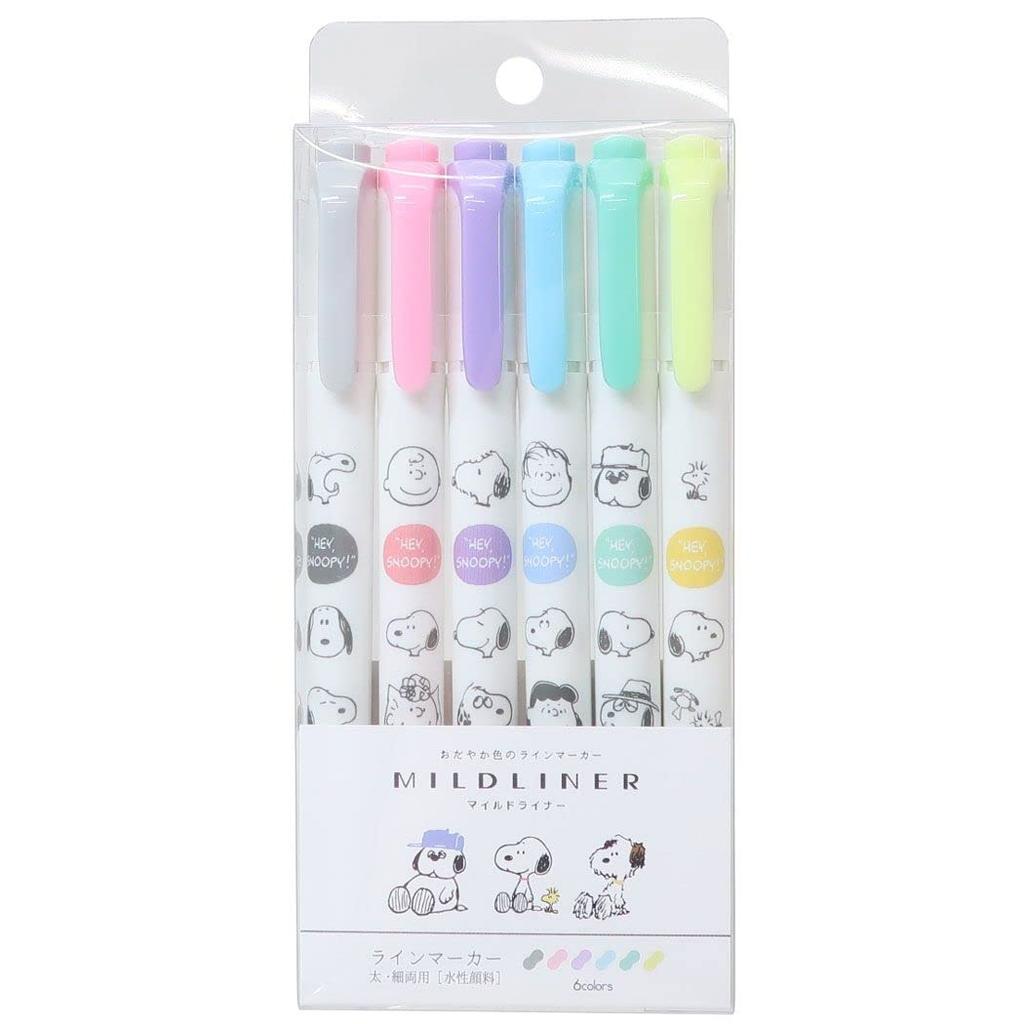 Kamio Japan ZEBRA Mildliner set 6-color (301796 Snoopy)