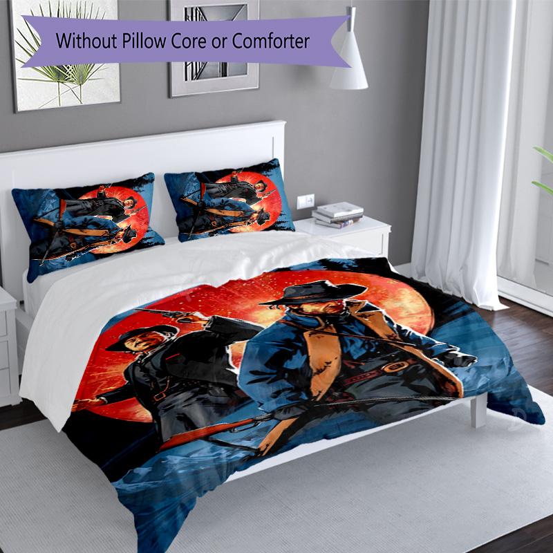 Juego de ropa de cama con estampado Red Dead Redemption de 3 piezas, juego de funda nórdica incluye funda nórdica y fundas de almohada, decoración de dormitorio perfecta para todas las estaciones y regalo