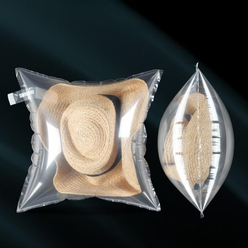 100pcs Bottom Opening Hat Protective Bags Flower and Seafood Transport Pouch Anti Compression Inflatable Sack Transparent Plastic Pockets Buffering