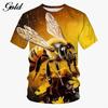 Summer Round Neck 3D Honeybee Pattern Print Top Fashionable Casual Short Sleeved Men's T-shirts