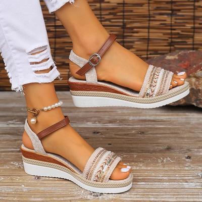 Women's Braided Casual Sandals Buckle Strap Platform Wedge Sandles for Women  Summer Light Non Slip Walking Sandalias Mujer
