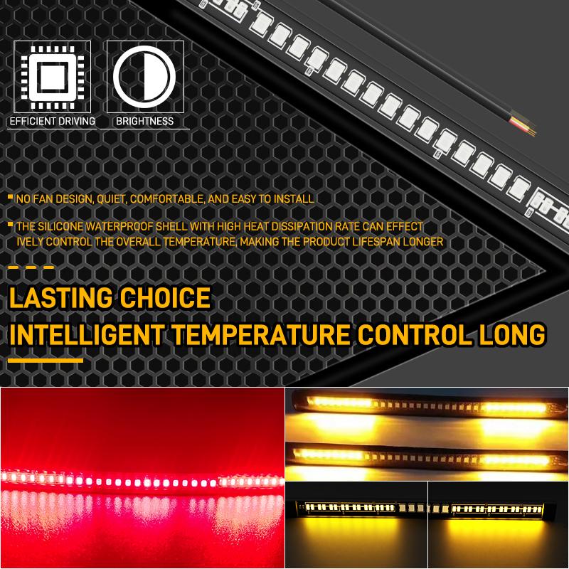 2Pcs Flexible 48LED Motorcycle LED Tail Light Bar Strips Red Rear Brake Stop Tail Lihgt Amber Turn Signal Lamp Taillight 12V