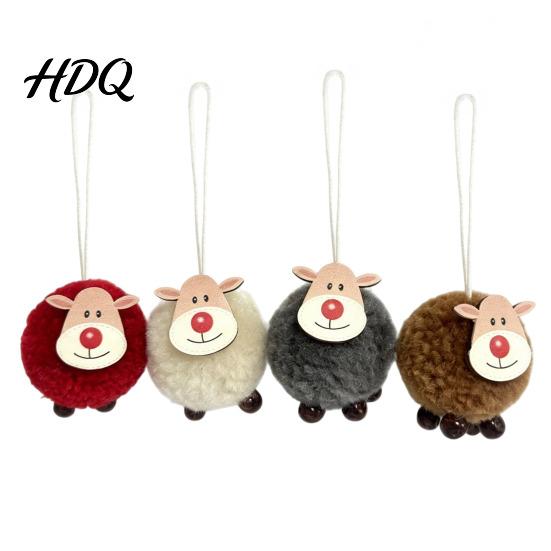 Christmas Gift Accessories 4Pcs Elk Hanging Ornaments with Wooden Faces Reindeer Pendants Rustic Holiday Decor for Xmas Tree Home And Party