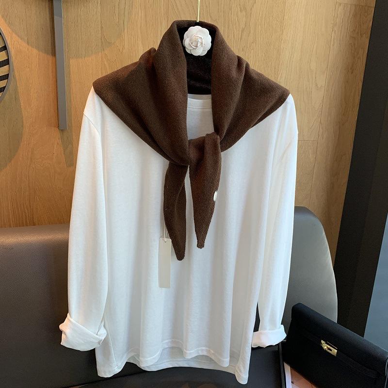 100% Wool Korean Style Winter Fashion Warm Knitted Triangular Hijab Scarf Women Headscarf Shawl Multi-functional Neckerchief