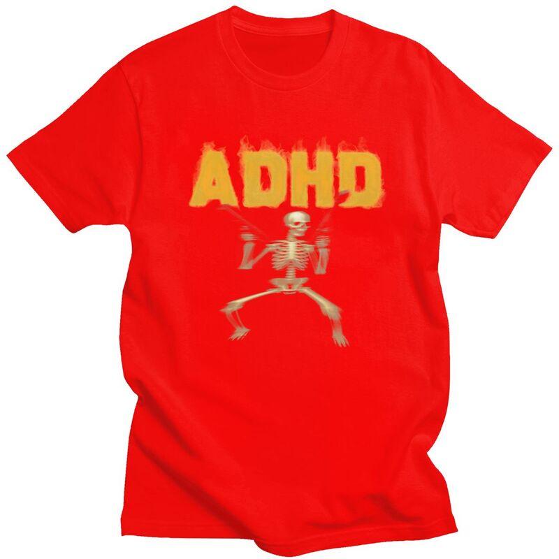 

ADHD Skeleton Meme T Shirt Unisex Short Sleeve Fashion Casual Clothing Summer Style Loose Oversized Pure Cotton Tee Tops S