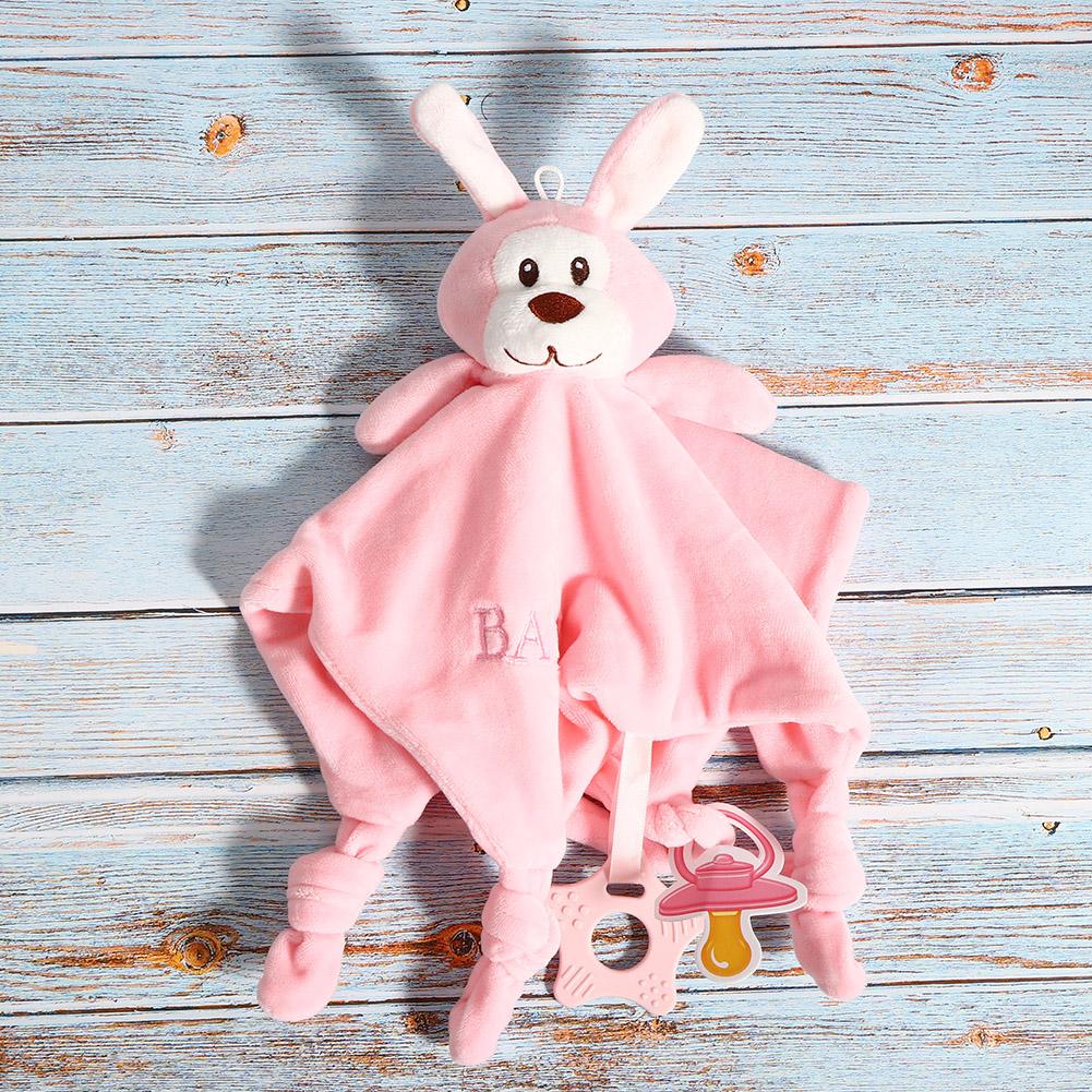 Newborn Comforter Plush Toy Soothing Baby Animal Handkerchief Soft Baby Towel BlanketPink Rabbit