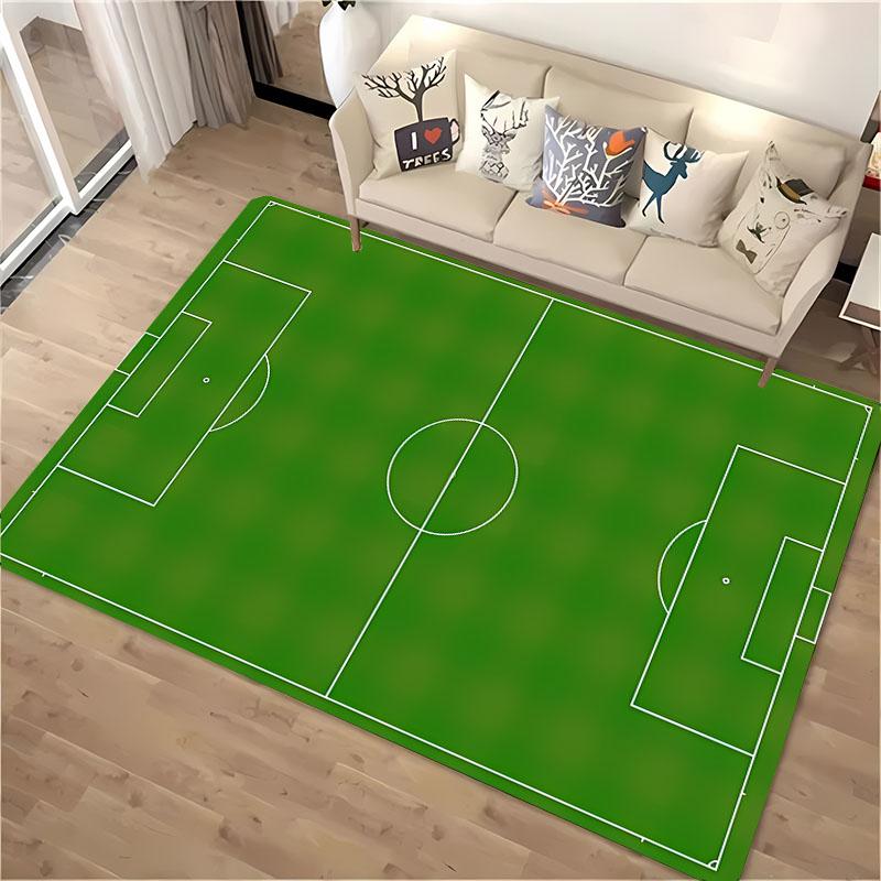 Cartoon Football Field Carpet Sports Theme Play Mat for Boys Girls Green Soccer Field Floor Mats Gift for Football/Soccer Lovers