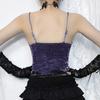GMXIA Summer Sexy Spice Patchwork Top for Women Dark Wind Velvet Lace Lace Camisole