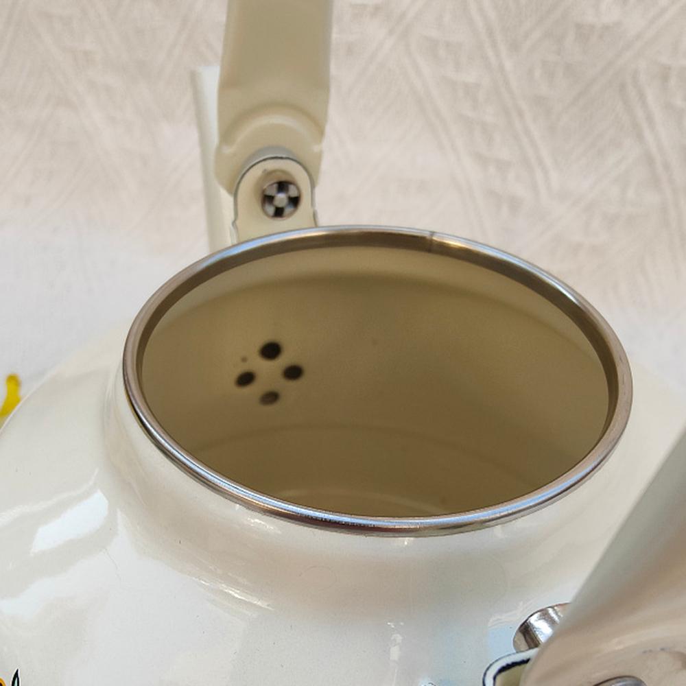 Emaliowany czajnik w stylu europejskim, Czajnik ze wzorem starego zegara, Uniwersalny do kuchenek gazowych i indukcyjnych, Czajnik do gotowania wody do domu, 1,7 l / 2,5 l