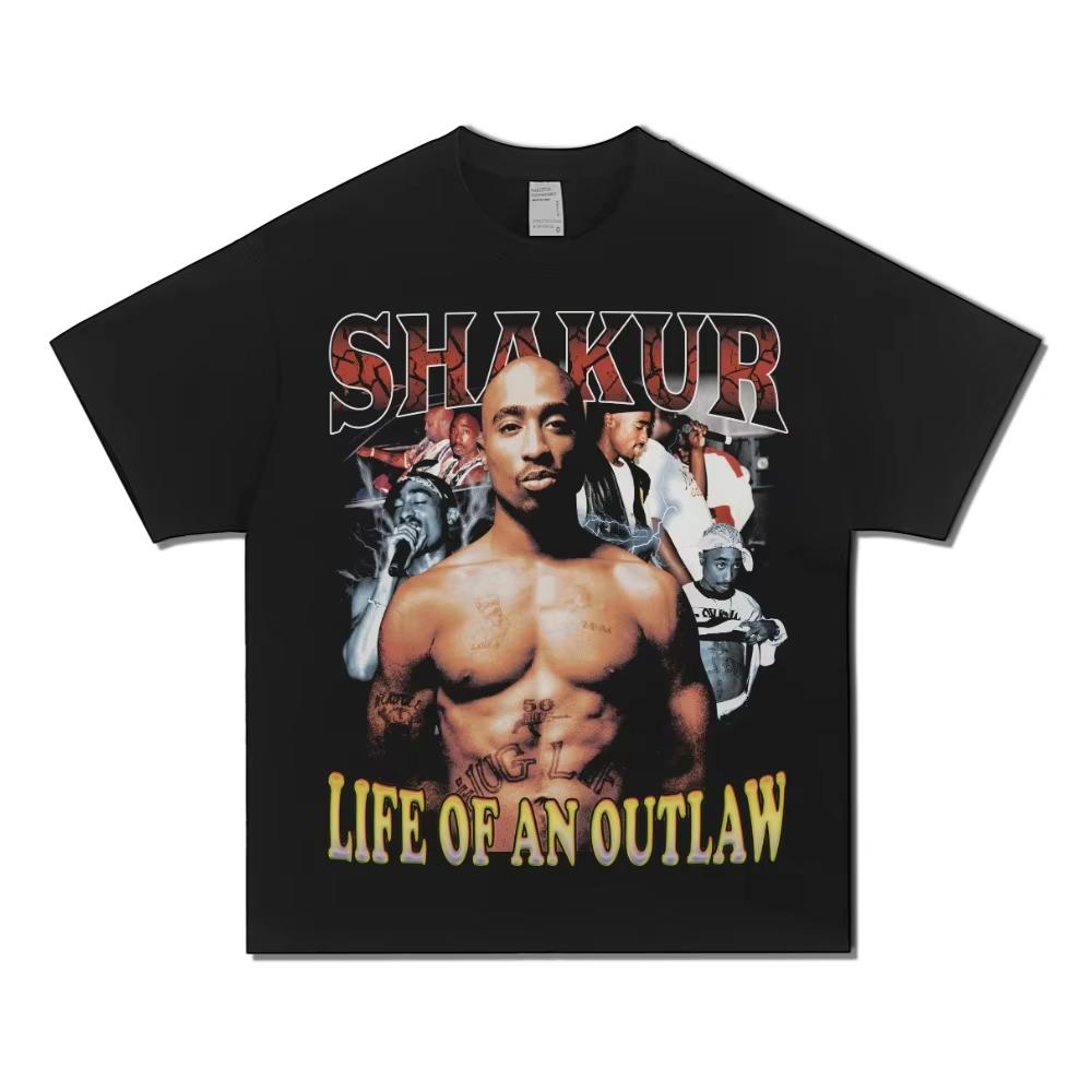 

2Pac Life of An Outlaw T-Shirt Retro Rock Streetwear Soft Cotton Short Sleeve Bold Graphic Crew Neck for Unisex & Women S
