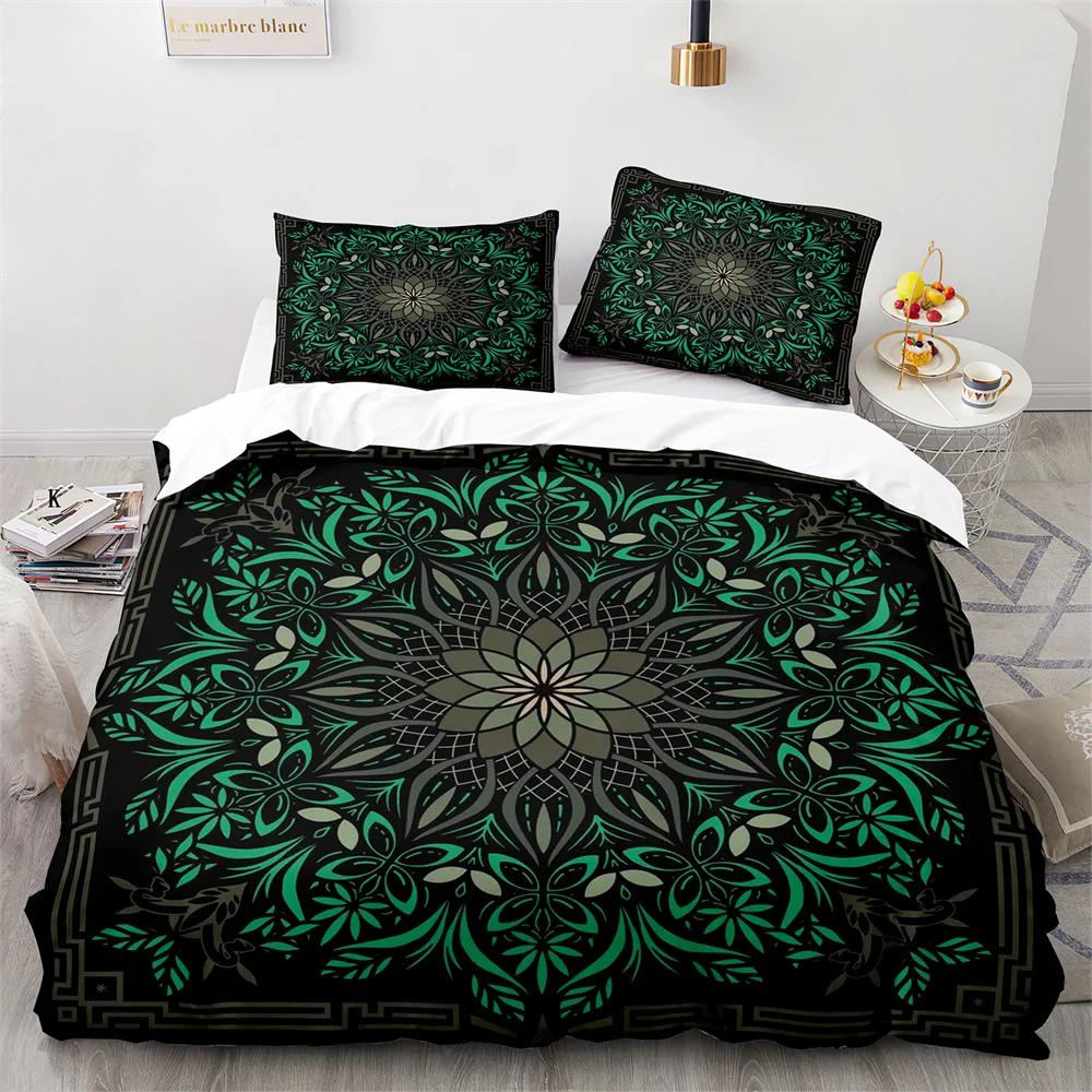 Comforter Bohemian Mandala King Queen Boho Style Lotus Bedding Set For Teens Adults Exotic Tribe 2/3Pcs Polyester