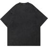 Men Washed Black T-Shirt Streetwear Flaming Eye Graphic Tee Shirt Unisex