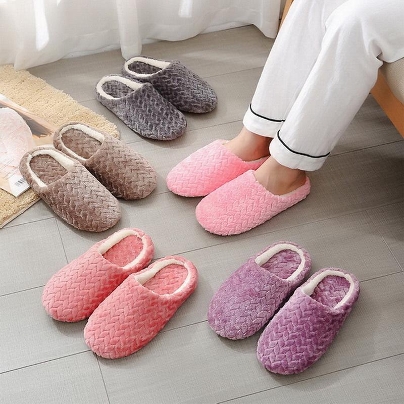 2022 Soft Sole Slippers Men Women Indoor Floor Flat Shoes Autumn Winter Warm Home Cotton Warm Plush Bedroom Slides