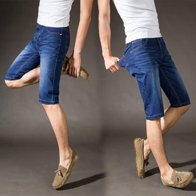 Sommer dünne Abschnitt Herren Stretch Denim Shorts Herren Fünf-Minuten-Hose Jugend schlank gerade in der Hose