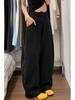 Jeans Negros de Pierna Ancha de Cintura Alta Estilo Americano para Mujer - Adelgazantes, Largo Hasta el Suelo, Diseño de Pierna Curva, Perfectos para Primavera