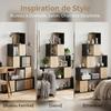 Storage Shelf, Geometric 5-Tier Bookcase, Black and Natural Wood