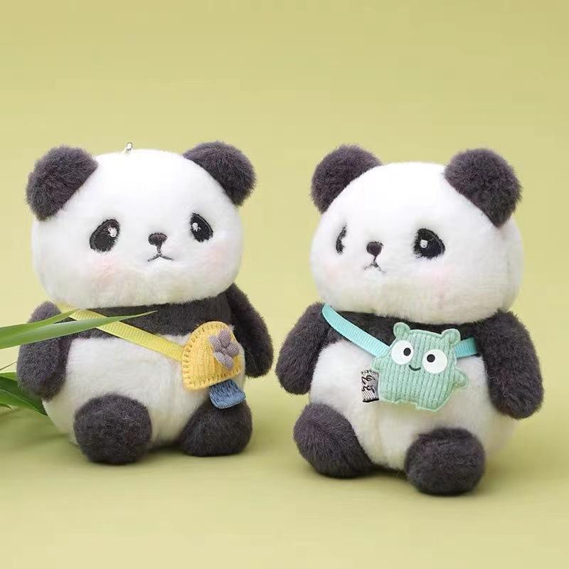 Cute Panda Doll Hanging Decoration Backpack School Bag Pendant Plush Toy Keychain Small Doll Birthday Gift