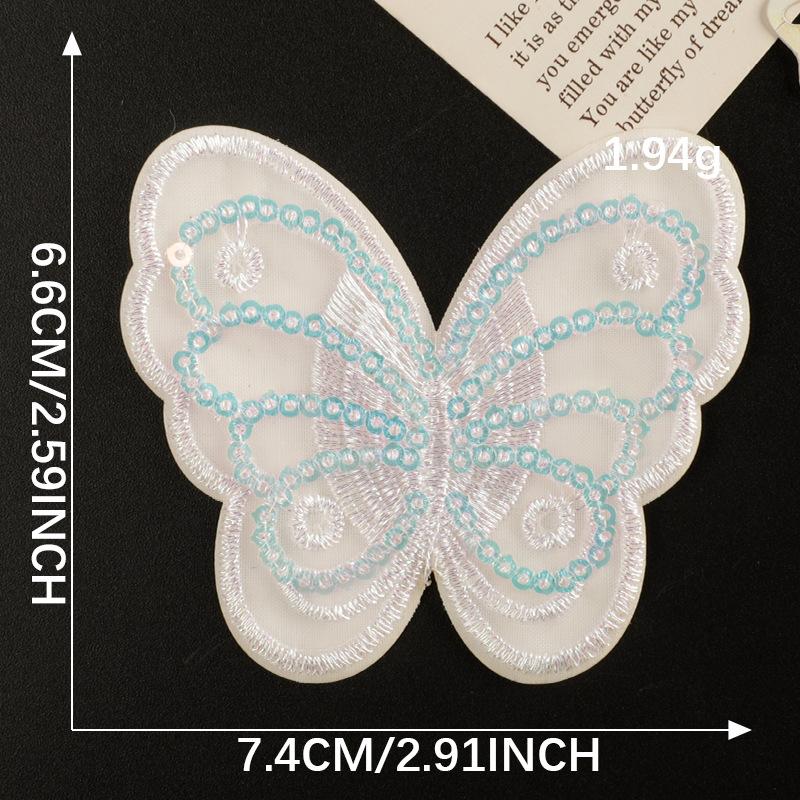 Down Jacket Patch Sticker Lace Ultra-Thin Mesh Embroidery Sequins Butterfly Bow Self-Adhesive Clothing Accessories