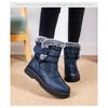 Plus Size Faux Fur Collar High-Top Chunky Sole Winter Snow Boots Velcro Fastening Waterproof Women's Boots Casual Women's Footwear