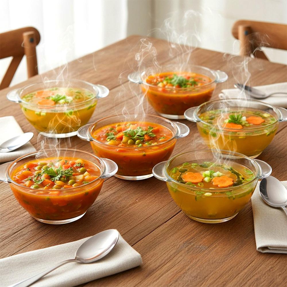 4X Kitchen Bowl Glass Lid Kitchen Bowl Set 0.75L 1L 1.5L 2L