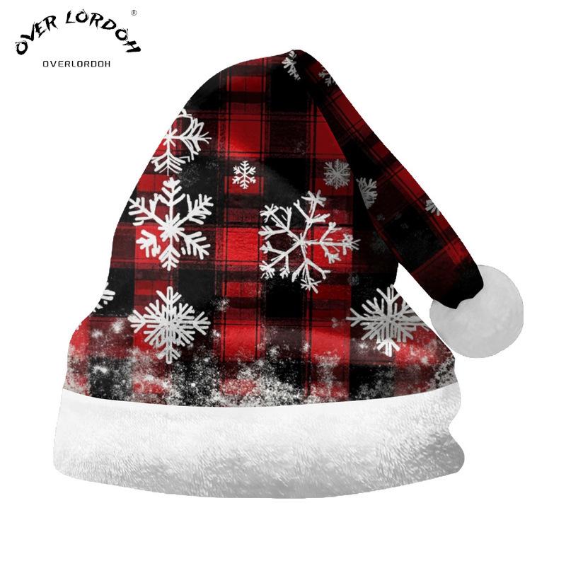 2024 Personalized Christmas Santa Hat - Short Plush, Printed, for Adults & Kids