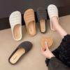 Niche Hand-woven Hollow Breathable Bag Head Half Slippers Women's Summer Outer Wear Wind Thick-soled Shoes