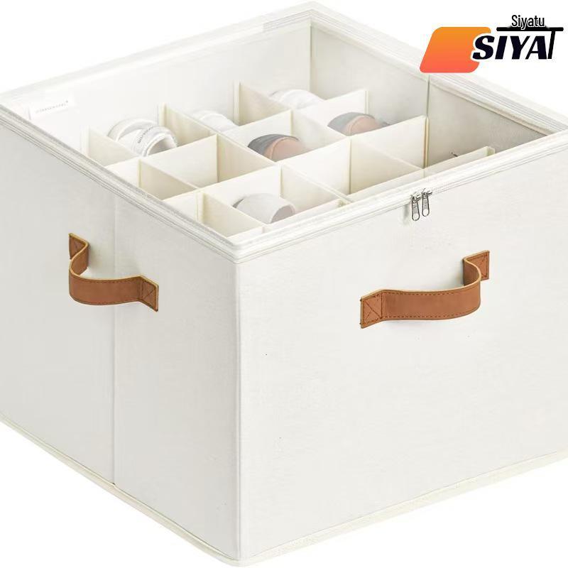 Cross-border Multi-functional Foldable Fabric Shoe Storage and Organizer Box with Lid