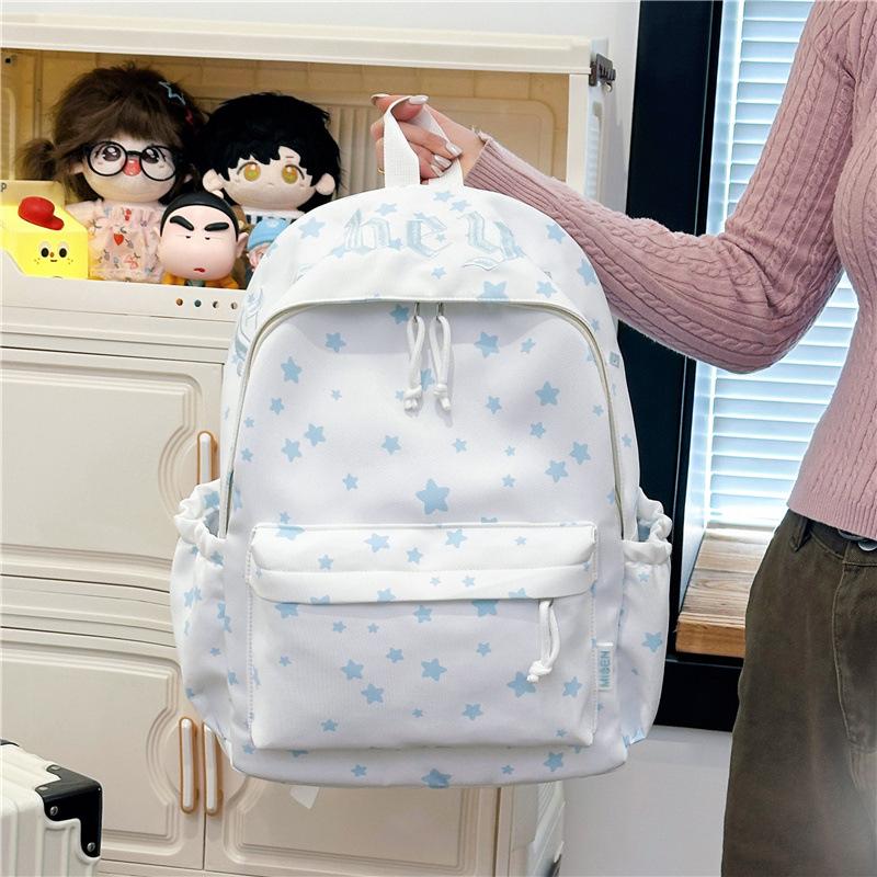 Schoolbag Cute Star Printed Backpack Female Junior High School Student Ins Niche High Value Large Capacity Commuter Travel Backpack
