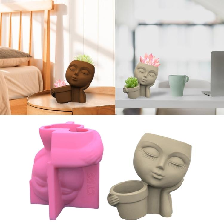 Creative Human Face for Doll Silicone Mold Epoxy Resin Casting Succulent Pot