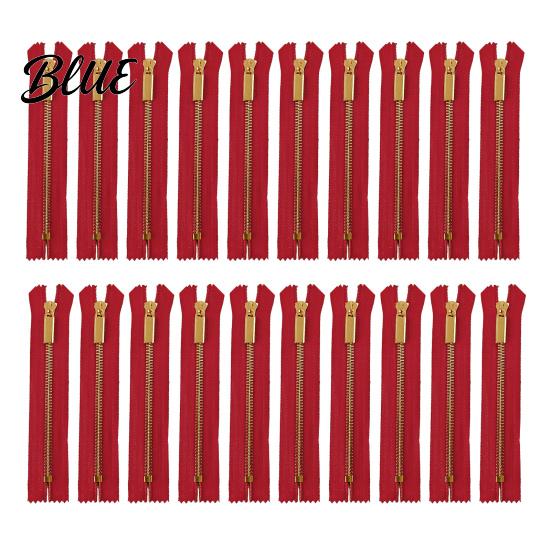 Metal Zipper Set 20Pcs Teeth Non Separating Zipper, Heavy Duty Closed-End DIY Sewing Replacement, Short Tape for Purses Handbags Pockets Wear