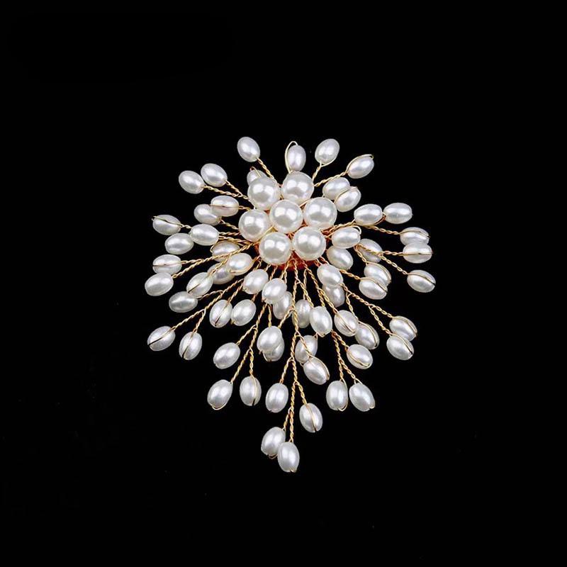Broche de luxe faite à la main avec perles - Accessoire de bijouterie élégant tissé pour femme
