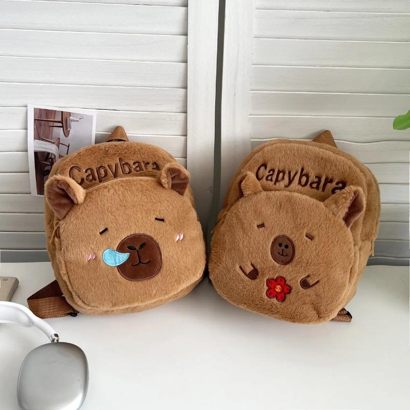New Style Plush Women Bag Gift For Girls Kids Capybara Doll Plush Backpacks Portable Cartoon Animals Cute Capybara Backpack