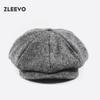 Yangguan/ZLEEVO Unisex Autumn/Winter Newsboy Cap - British Retro Style, Octagonal Design, Painter's Large Head Fit.