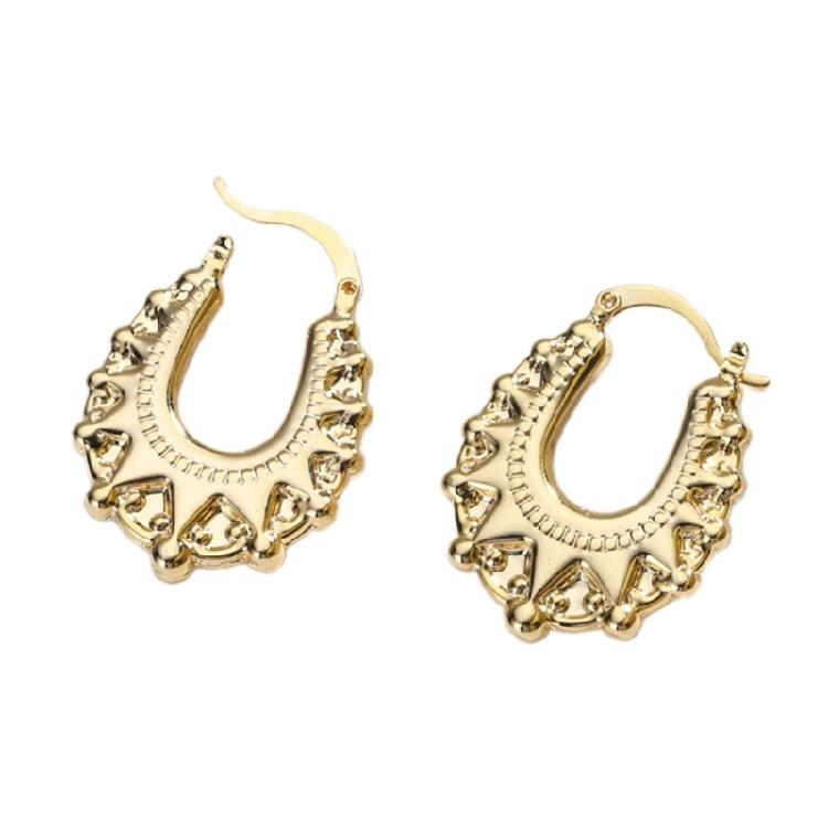 Stylish Waterproof Spikes Beads Fashion Hoop Earrings Fashionable Handmade Jewelry Trendy Women's Party Accessories