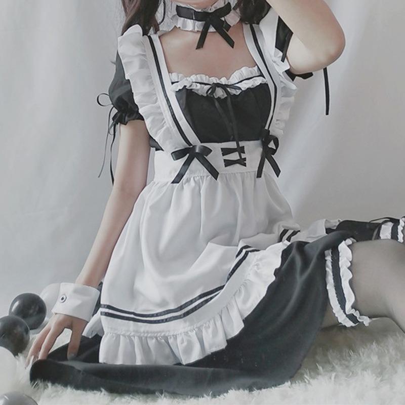 Lolita black and white maid dress boss daily loli maid cute dress plus size