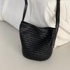 First Layer Cowhide Hand Woven Bag, New Light Retro Vacation Style Single Shoulder Bucket Bag, Women's Genuine Leather Crossbody Bag