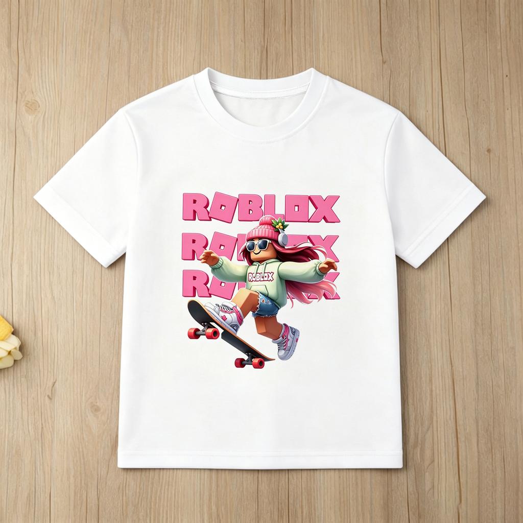Novelty Roblox Face Game Meme Graphic T Shirts Summer Fashion Boys Short Sleeve Roblox Cartoon Printed Top Summer Kids T-shirt