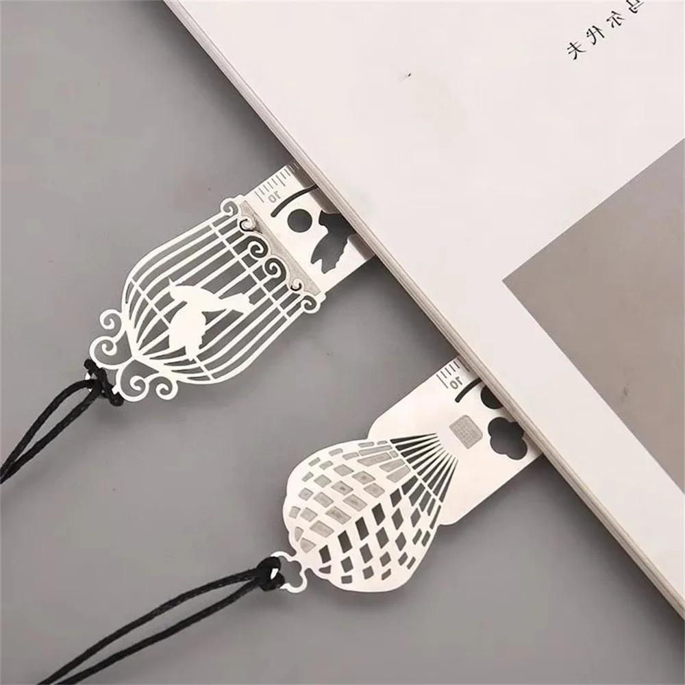 1 Pcs Straight Ruler Metal Measuring Tool Stationery Drawing Gift School Office Supply Bookmark Creative Horse Birdcage Hollow