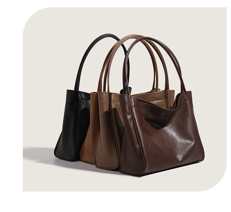 Trendy British-Style PU Leather Tote: Large Capacity, Versatile Commuter Shoulder Bag