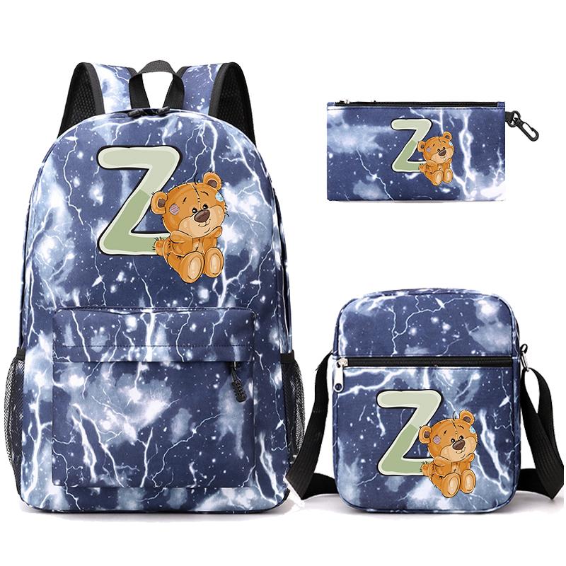 

3шт/комплект Ведмедик 26 англійських літер Bookbag Back To School Рюкзак Дитячий Kawaii Подарунок з пеналом Сумка Рюкзак