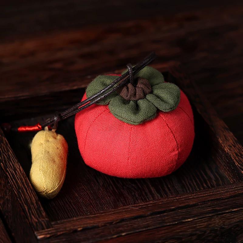 Persimmon-Shaped Incense Bag Pendant for the Dragon Boat Festival, Mugwort Mosquito Repellent Small Persimmon Sachet, Car Hanging Ornament, Chinese