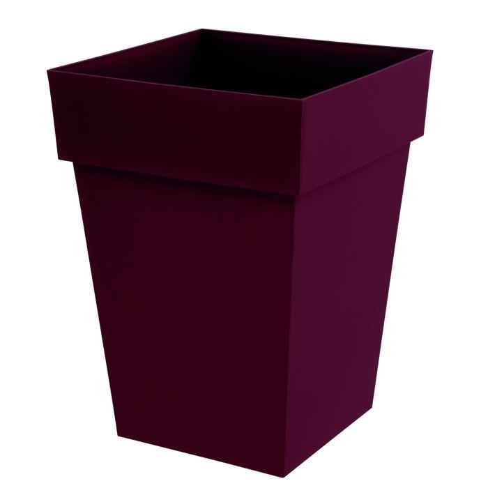 EDA Pot de Fleur Carré Mi-Haut TOSCANE - Volume 51 L - 39 x 39 x H.53 cm - Rouge bourgogne