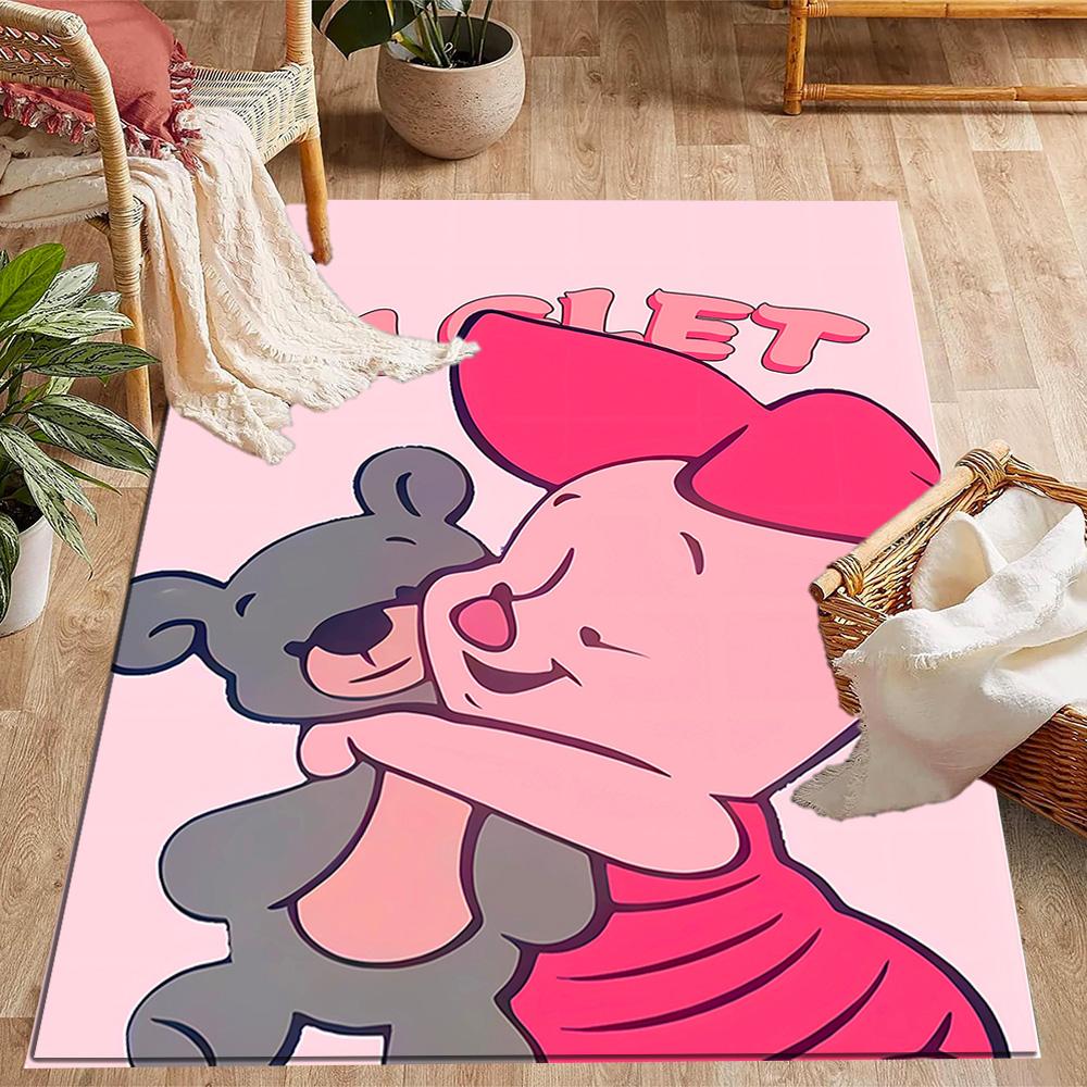 Ferkels Lila Schal Abenteuer Disney Zeichentrickfilm Thema Rutschfester Teppich - Polyester, Heimdekoration, Geeignet für Schlafzimmer, Wohnzimmer, Eingangsbereiche und Studios
