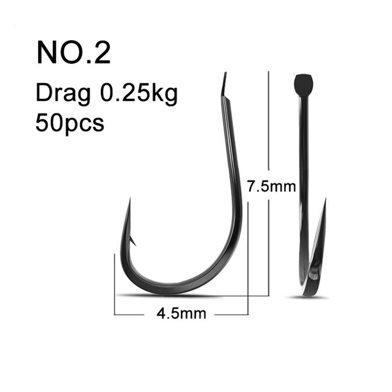 50PCS Small Fishing Hooks Freshwater Carbon Stainless Steel Size 1 - 13 Barbed Carp Hooks Fishing