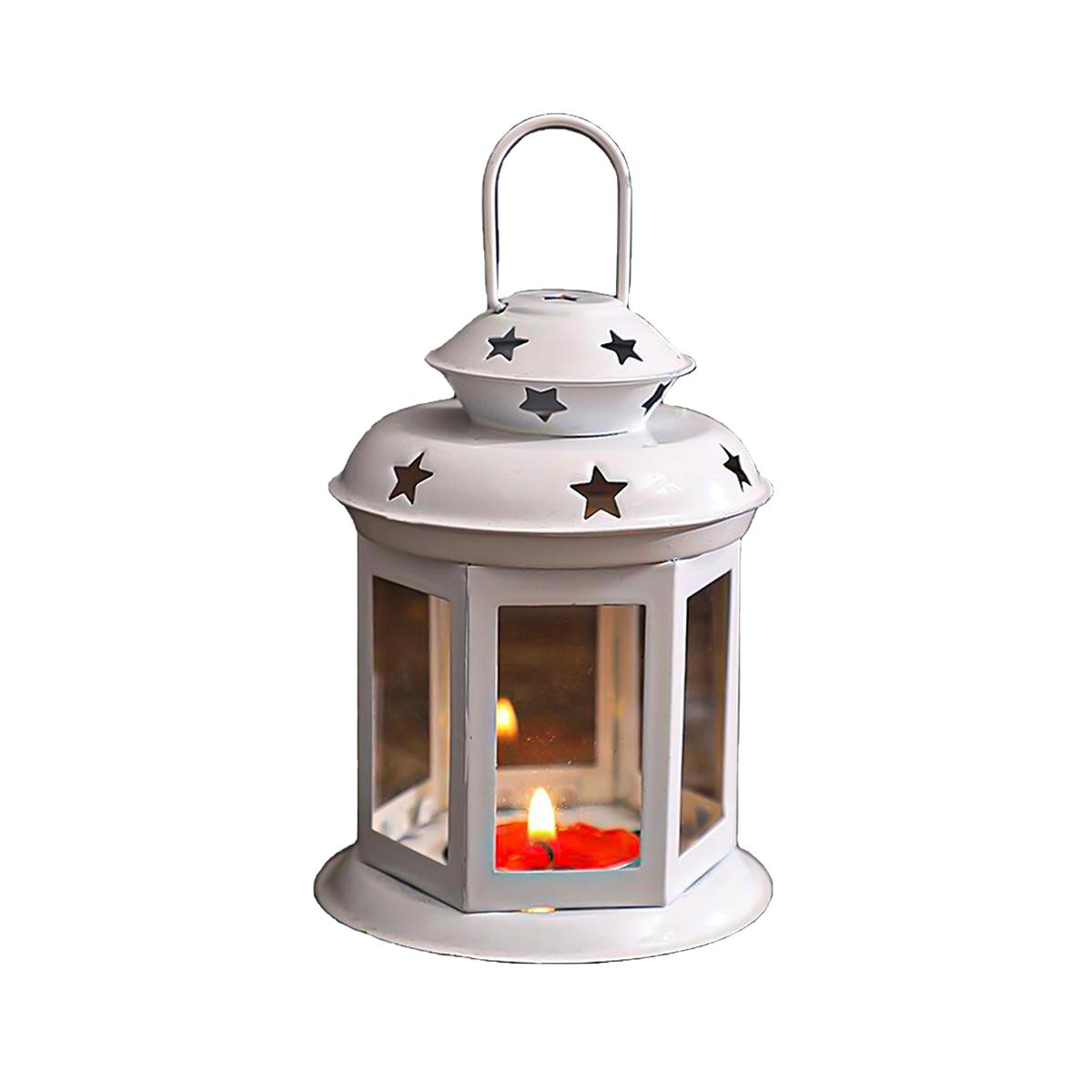 

Подставка для свечи Звезда Подвесной фонарь Украшения Подсвечник для рукоделия с ручкой Гостиная Офис Настольный Кофейня Отель белый