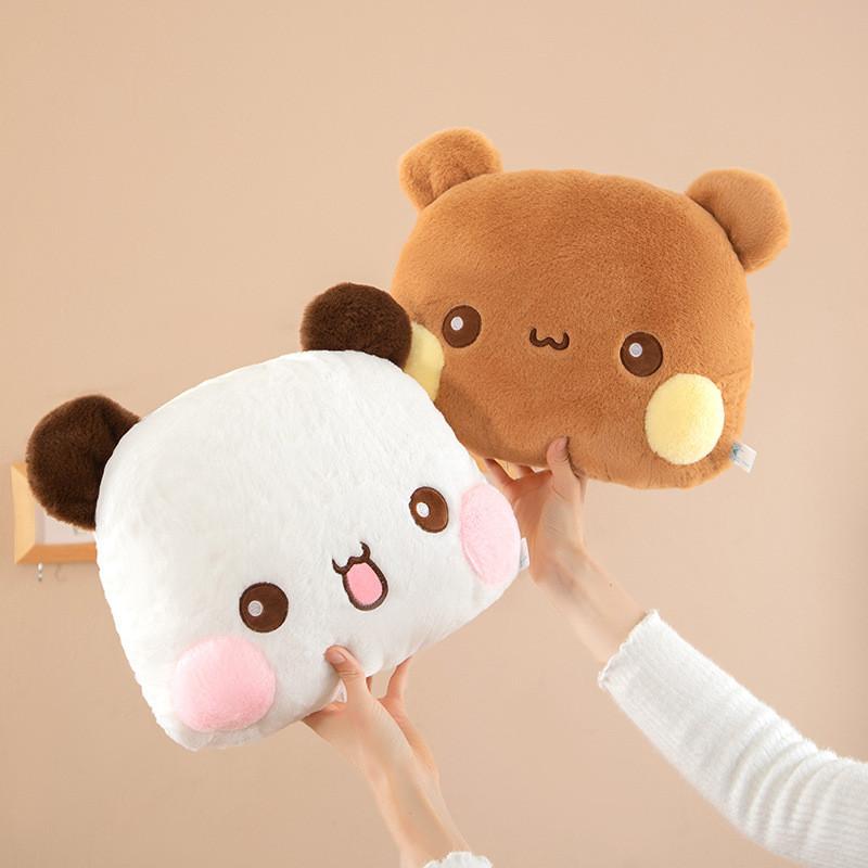 Cute Two Bubu Plush Bear Pillow Cozy Short Plush Stuffed Animal For Kids Room