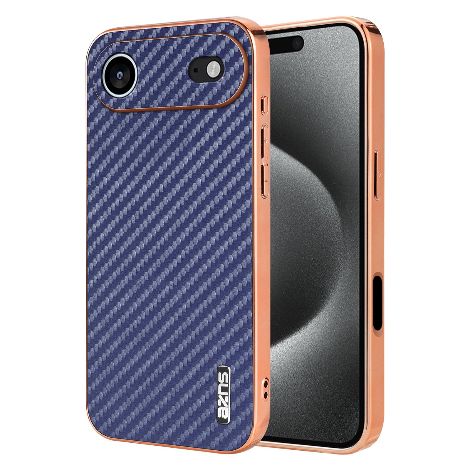 

AZNS For iPhone Air Case Electroplating Carbon Fiber Texture PU+TPU Phone Cover